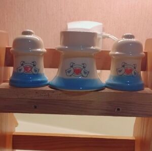 Vintage Country Goose Candle Holder & Salt N Pepper Shakers